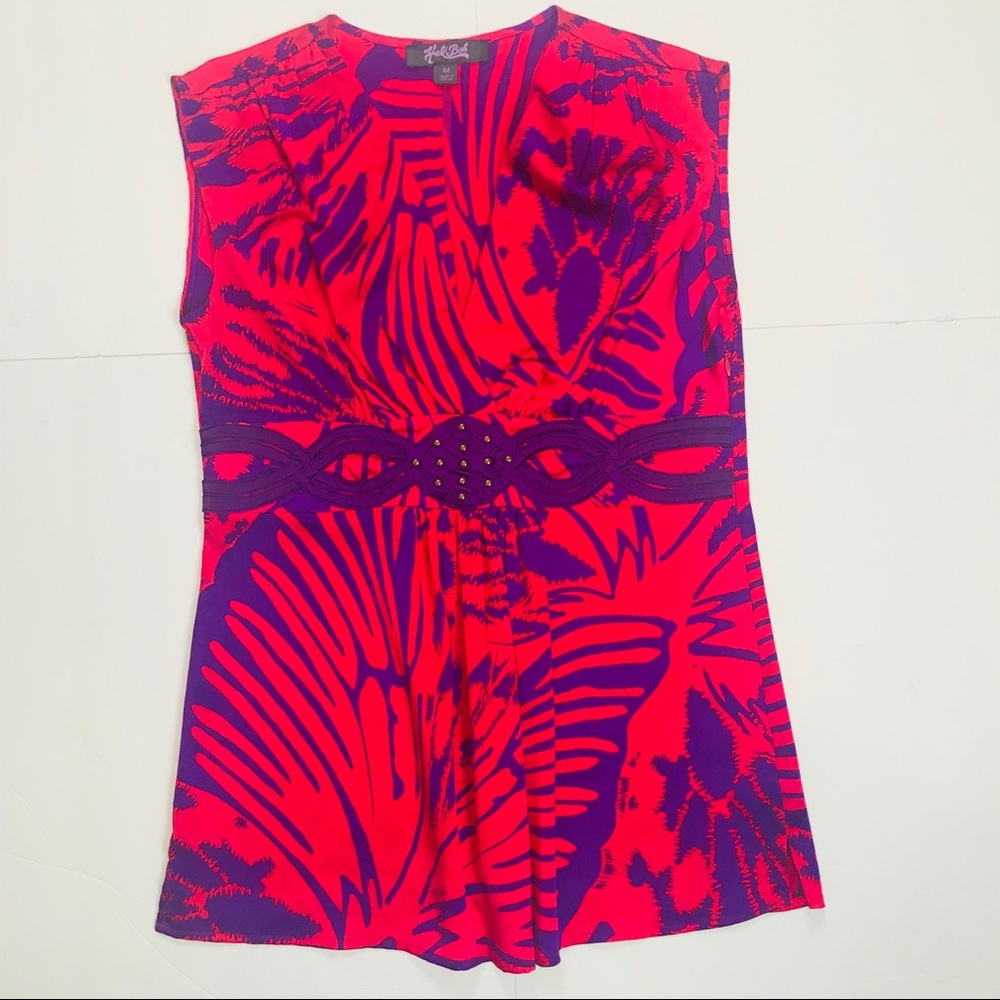 Hale Bob | Sleeveless Red Purple Sky Top Blouse